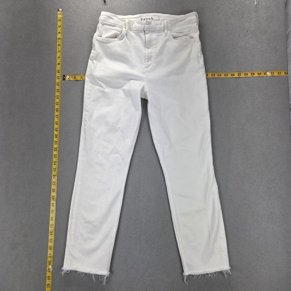 Frank & Eileen Jeans Womens 30 White Derry High Rise Slim Ankle Frayed Hem USA